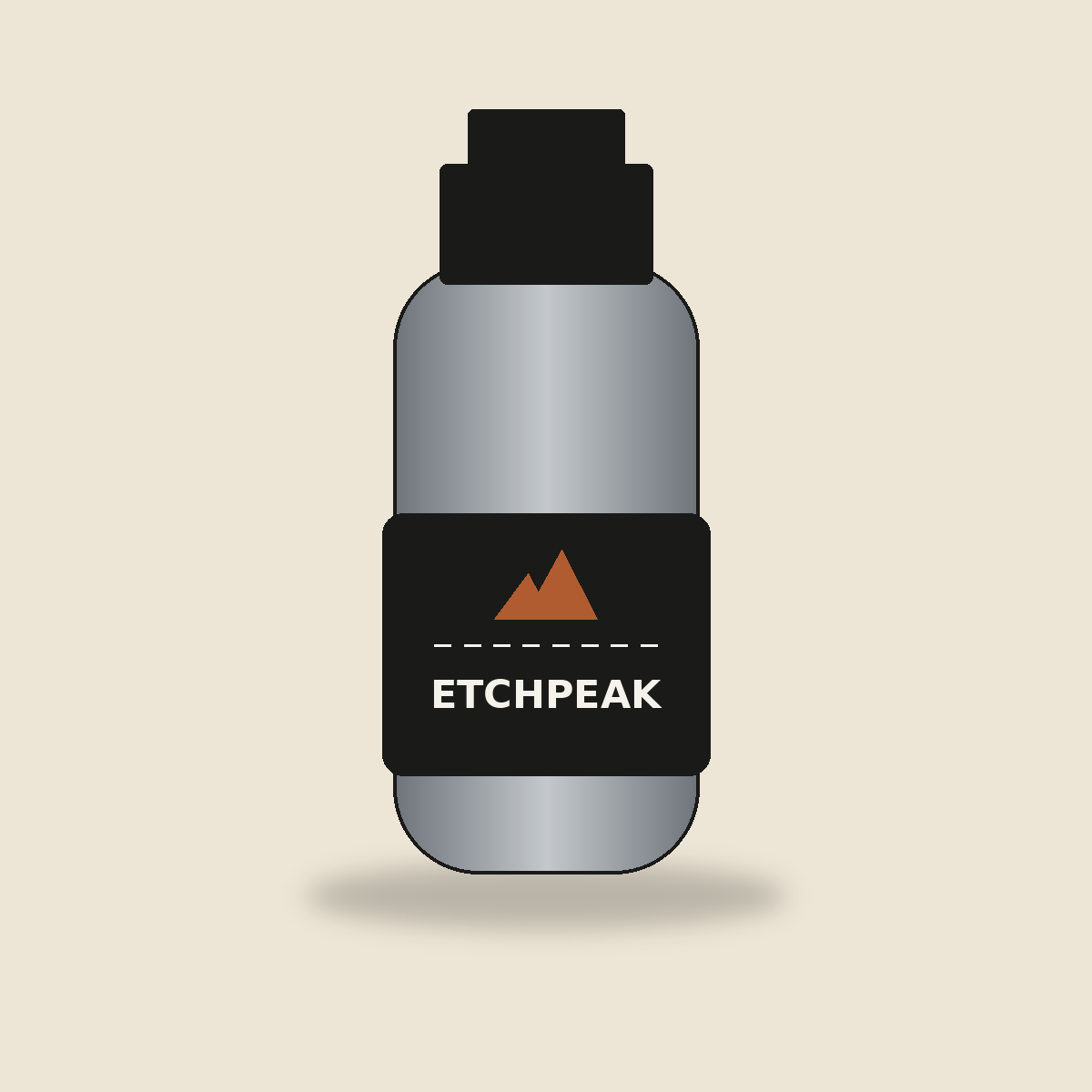 Custom laser-engraved stainless steel water bottle personalized with a name and mountain design
